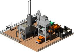 <p> This Plant produces from sand, stones and by adding additives, high-tech cement. This is necessary for the construction of the Simutransbiuldings and for the concrete plant. Most customers load their cement with the own trucks. The good exhaust gas cleaning and the high combustion temperature allows burning problematic waste. Given to the low cement price, this is a welcome opportunity to increase the profitability of the plant. </p>